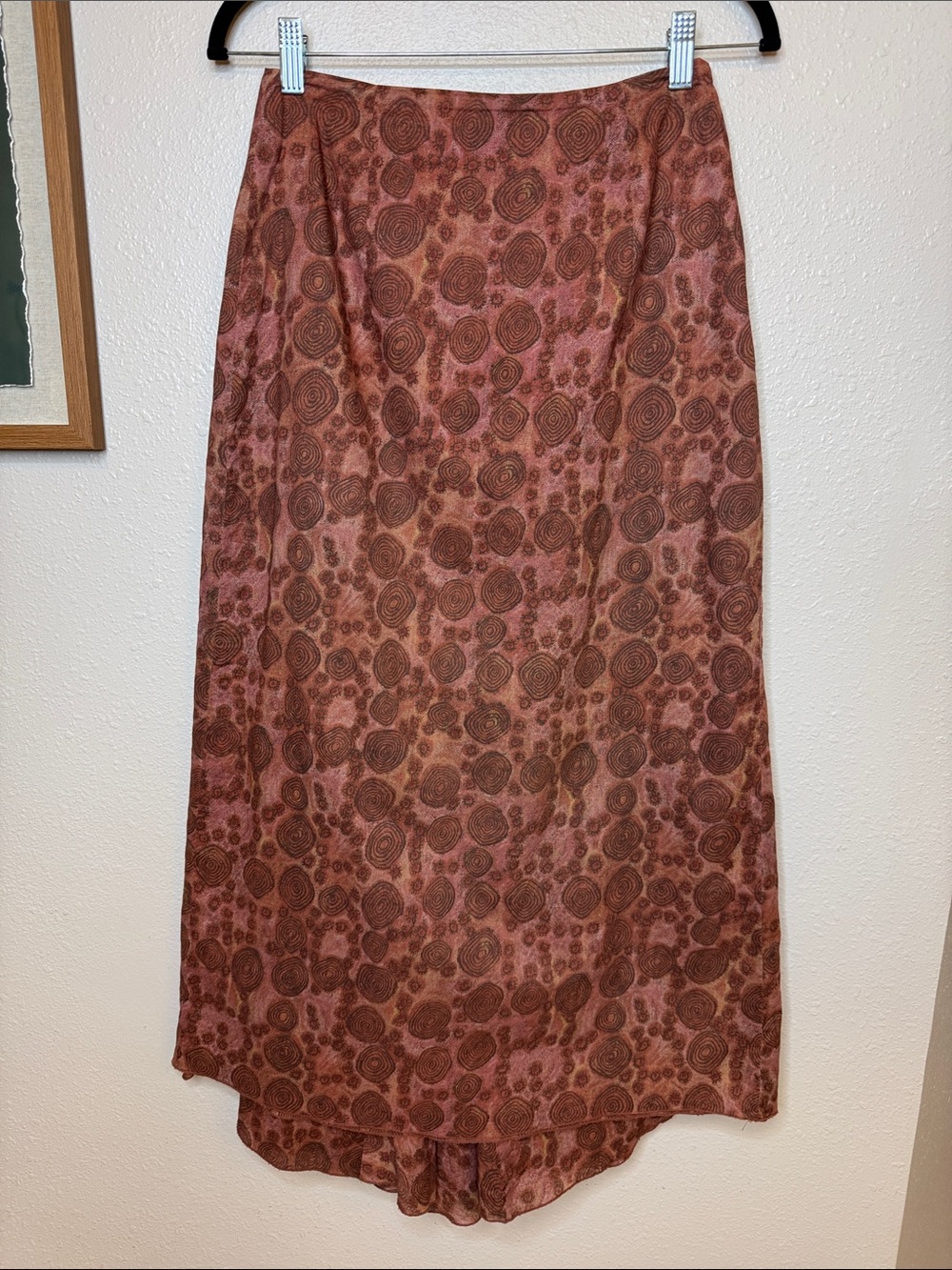 Peruvian Connection Rose and Brown Printed Maxi Skirt Pima Cotton